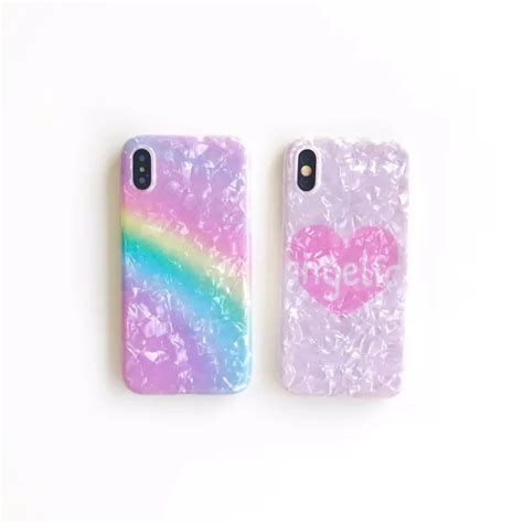 Rainbow Glitter Phone Case For Iphone 7 8 Plus Dream Shell Pattern