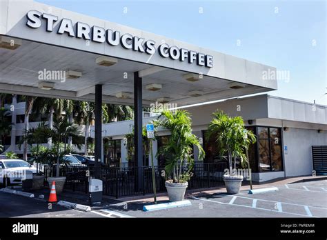 Miami Florida,Starbucks Coffee,outside exterior,converted bank,drive up