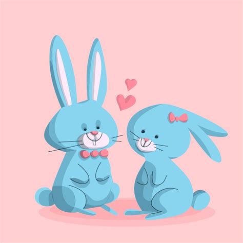 Free Vector Flat Valentines Day Rabbit Couple