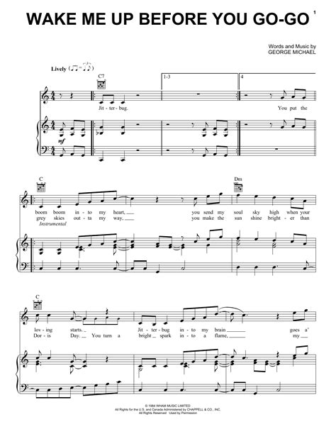 Wham! "Wake Me Up Before You Go-Go" Sheet Music Notes | Download
