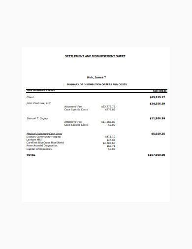 Free 2 Settlement Disbursement Sheet Samples In Pdf Ms Word