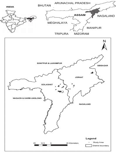 Map Of The Study Site Golaghat And Jorhat Districts Of