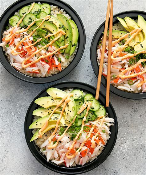 California Sushi Roll Bowls With Cauliflower Rice Meal Prep Recipe Cart