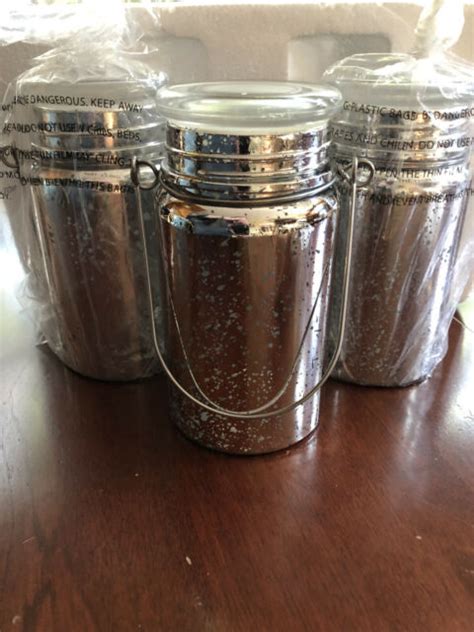 3 Valerie Parr Hill Mercury Glass Mason Jar Flameless Candle Holders New Silver Ebay