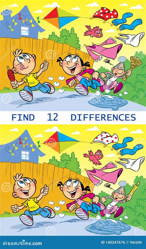 Puzzle Find Twelve Differences Stock Vector Illustration Of Comic