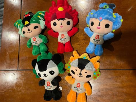 Beijing Summer Olympics Mascot Plush Set Of 5 Dolls Official 2008 Fuwa