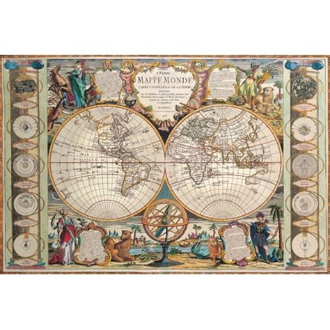 Antique World Map 1755 Laminated Our Products Aux Quatre Points