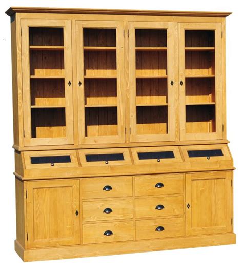 Vaisselier en bois massif 2 porte dont une vitrée 3 tiroirs 4 étagères. Bahut / vaisselier en pin massif