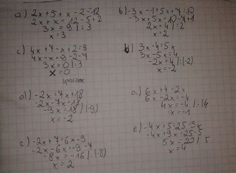 Rozwiąż Równania 3x-7=11 - Rozwiąż równania a) 2x + 5+x-2=12 b) -3x-1+5x+7=10 c) 4x+7-x+2=9 b)3x-4