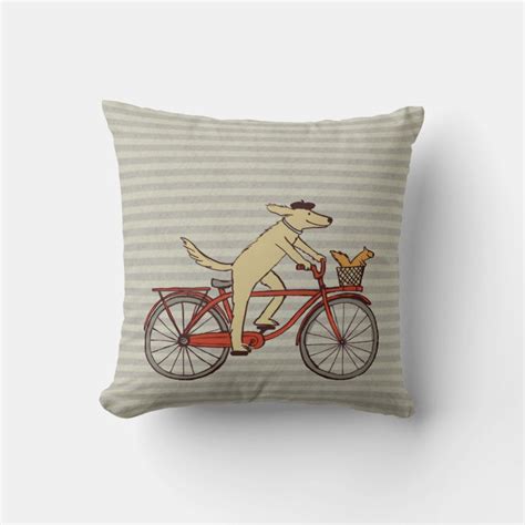 Cycling Dog With Squirrel Friend Fun Animal Art Throw Pillow Zazzle