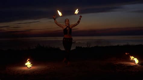 Beautiful Woman Dances With Fire Near River Stock Footage Sbv 327429896 Storyblocks