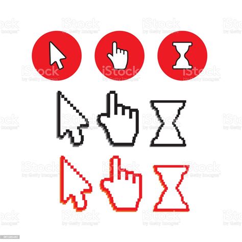 Vector Pixel Mouse Cursors Arrow Pointer Icon Stock Illustration