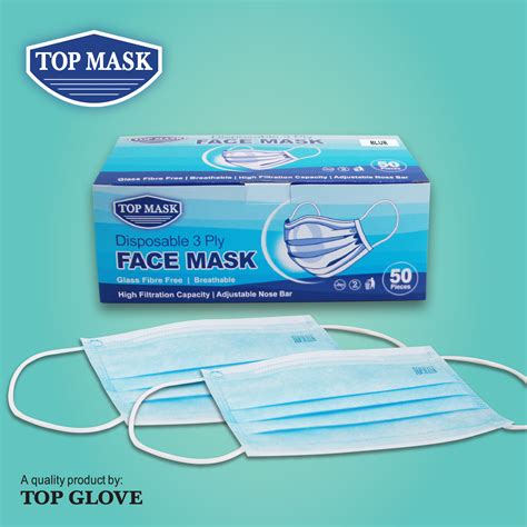 Top Mask Disposable 3 Ply Face Mask 50 Pcs Per Box