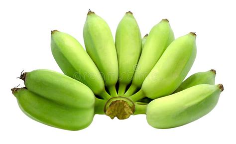 Raw Banana Isolated On White Background With Clipping Path Stock Photo