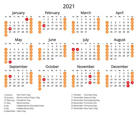2021 Yearly Calendar Free Download  Format