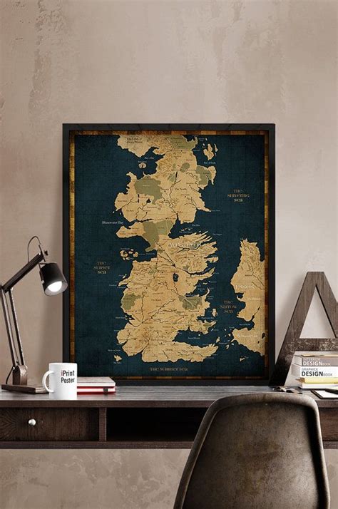 Game Of Thrones Westeros Westeros Map Game Of By Iprintposter Carte
