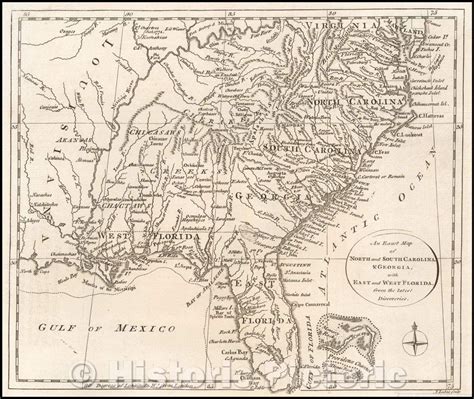 Historic Map An Exact Map Of North And South Carolina Georgia With East And West Florida