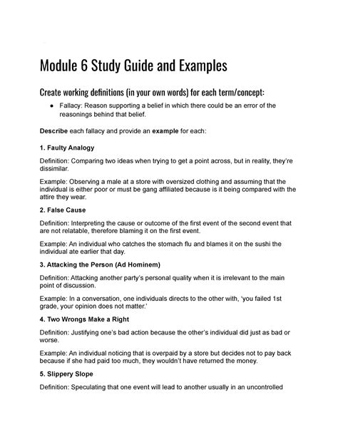 M6 Study Guide Lecture Notes Module 6 Module 6 Study Guide And