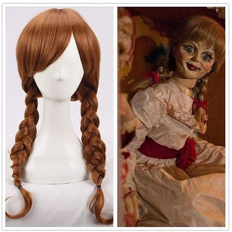 Horror Movie Doll Annabelle Cosplay Wigs Brown Straight Synthetic Hair