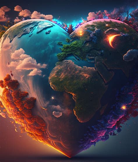 1366x1600 Heart Shaped Earth Illustration 1366x1600 Resolution