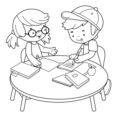 Boy Writing School Black White Stock Illustrations 228 Boy Writing