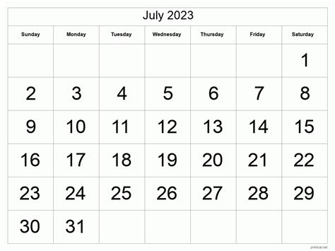 Printable July 2023 Calendar Free Printable Calendars