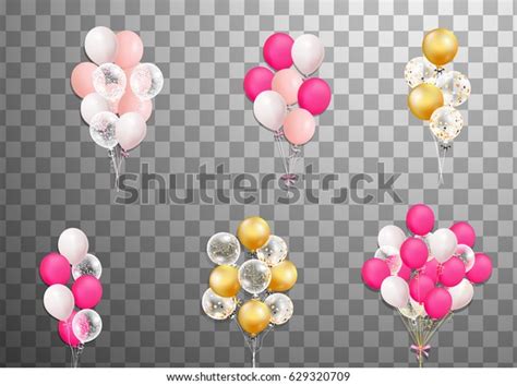Bunches Groups Colorful Helium Balloons Isolated Stock Vector Royalty