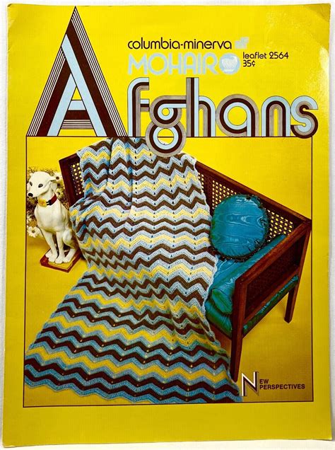 1972 Columbia Minerva Mohair Afghans 2564 Knit And Crochet Pattern