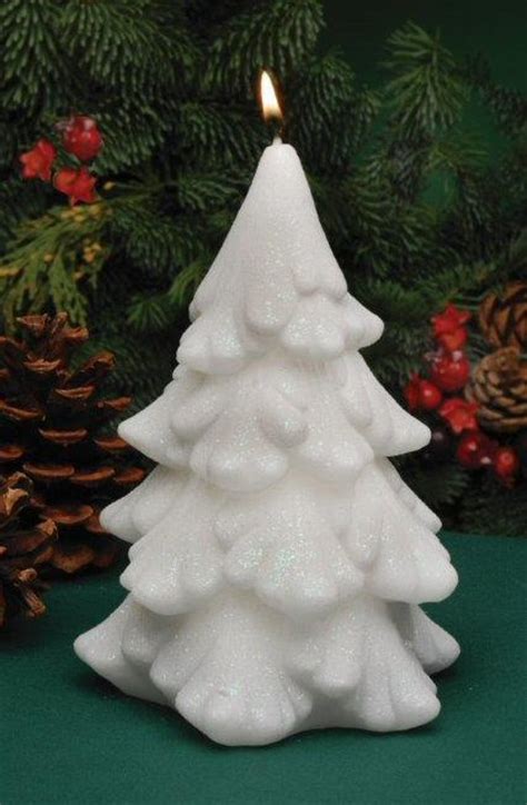 Snow White Glitter Tree Christmas Candles Set Of 3
