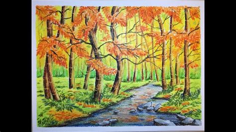 How To Draw Autumn Forest Drawing Autumn Forest Landscape Trees