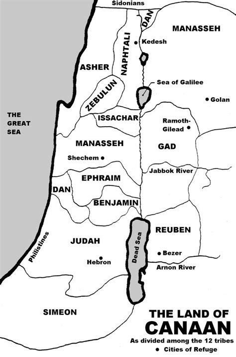 Map Of Canaan 12 Tribes The Land Of Canaan As Divided Among The 12