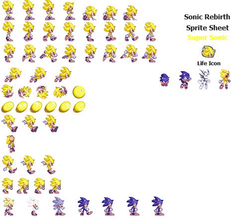 Sonic Rebirth Super Sonic Sprite Sheet By Winstontheechidna On Deviantart