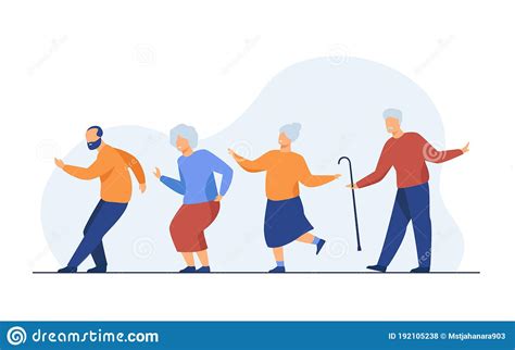 Happy Senior People Dancing At Party Stock Vector Illustration Of
