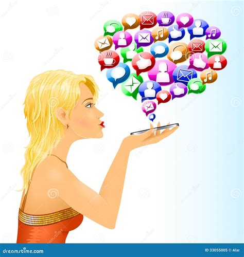 Girl Social Media Sign Messages Conversation Royalty Free Stock Photo