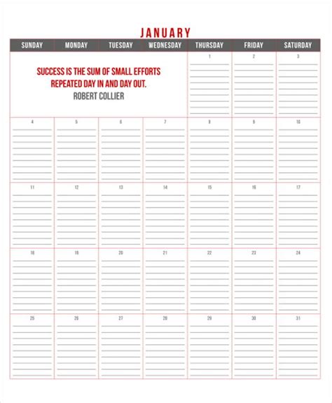 printable monthly planner samples  ms word