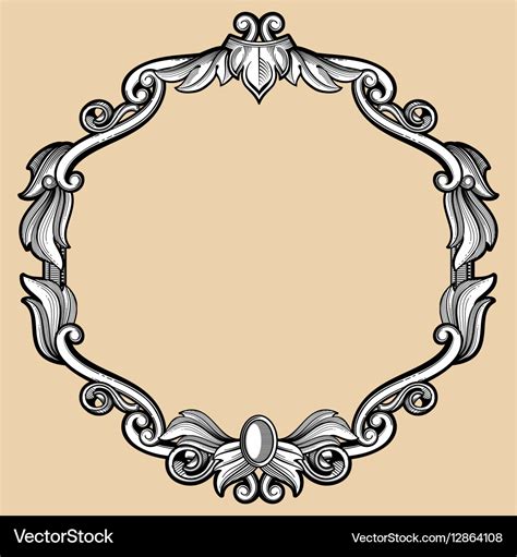Engraving Border Frame With Pattern In Retro Vector Image