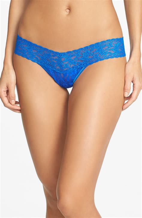 Hanky Panky Shimmer Lace Low Rise Thong In Blue Sapphire Lyst