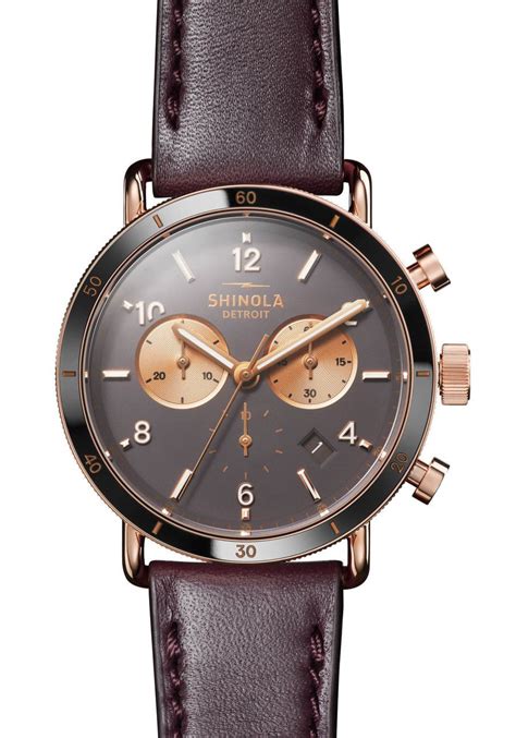 Shinola Canfield Sport Chrono Mm Rose Gold Brown Watches Com