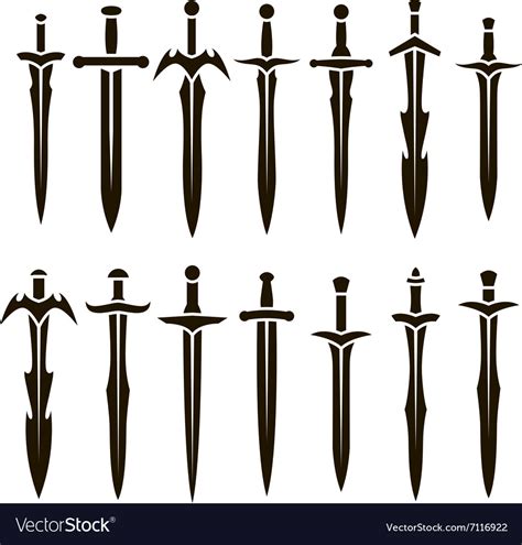 Black Silhouettes Of Swords Royalty Free Vector Image
