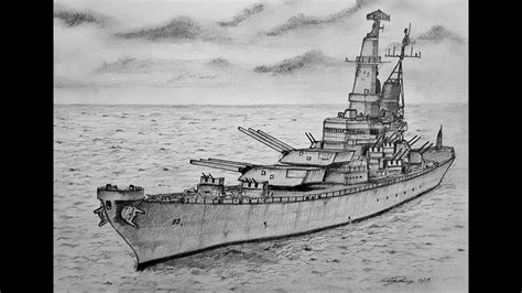 How To Draw A WWII Battleship USS Missouri YouTube