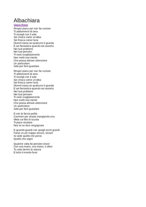 Dal 1997 accordo mette gratuitamente a disposizione di chi fa musica contenuti di qualità altissima. ALBACHIARA - VASCO ROSSI - Docsity