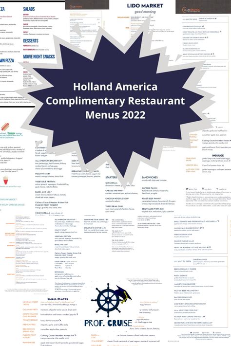 Holland America Menus Updated For 2022 Includes Main Dining Room Menus
