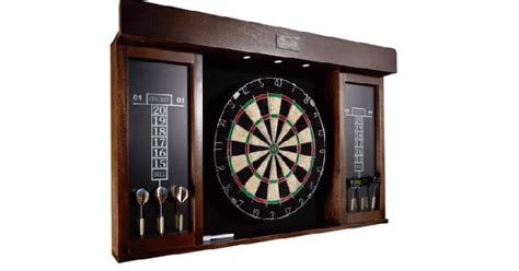 Barrington 40 dartboard cabinet set, led lights, steel tip darts, brown/black. Barrington 40 Inch Dartboard Cabinet with LED Light Only ...