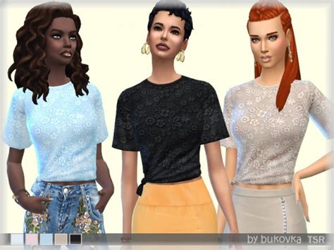 The Sims Resource T Shirt Lace By Bukovka • Sims 4 Downloads