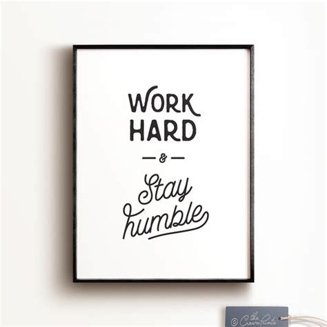 Stay Humble Hustle Hard Print Office Wall Art Motivational Etsy