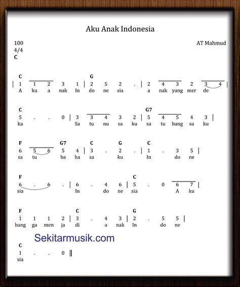 Nov 21, 2020 · lirik lagu indonesia raya 1 stanza merupakan bagian dari lagu kebangsaan yang sudah sangat familiar bagi warga negara indonesia. Not Angka Aku Anak Indonesia - SEKITAR MUSIK
