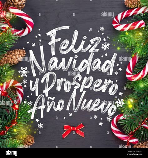 Tarjeta De Navidad Con Deseos Palabras En Español Merry Navidad Y Un