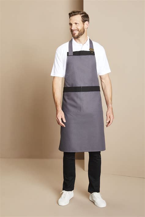 contrast clip bib apron grey black hospitality simon jersey