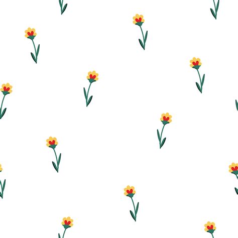 Cute Little Flowers Vector Seamless Pattern Festive Merry Floral