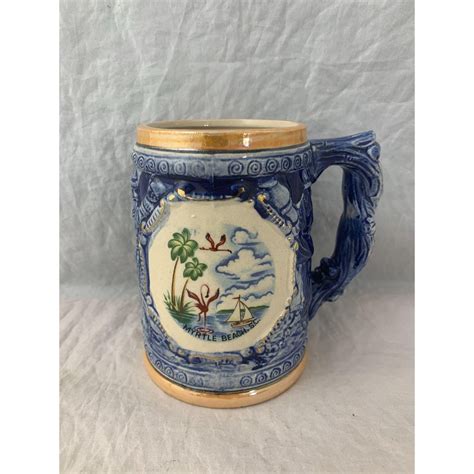 Vintage Myrtle Beach SC Souvenir Mug / Stein Ceramic Blue | Etsy